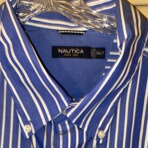 Men’s 3XLT blue and white Nautica dress shirt